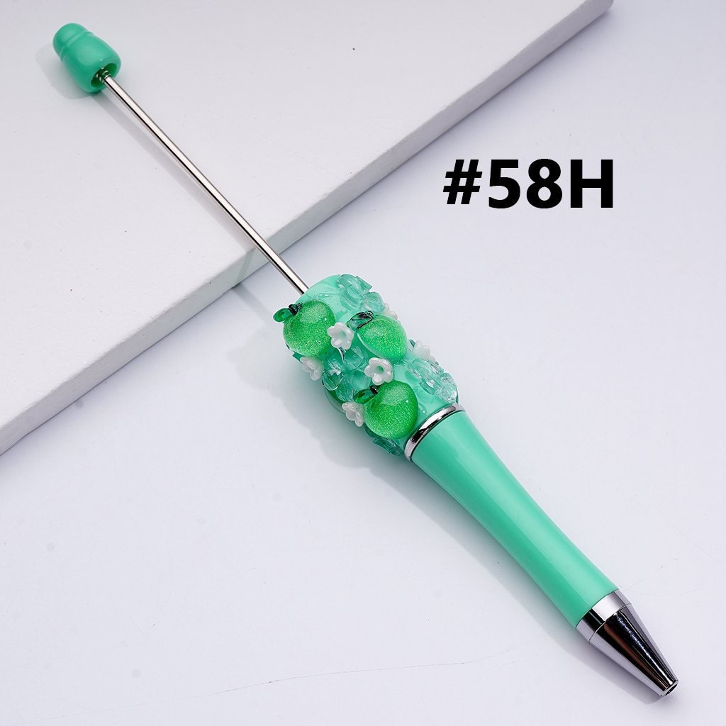 Beadable Pen with Assorted Fruit Charms Strawberry, Grape, Pineapple, Apple, and More, Random Mix
