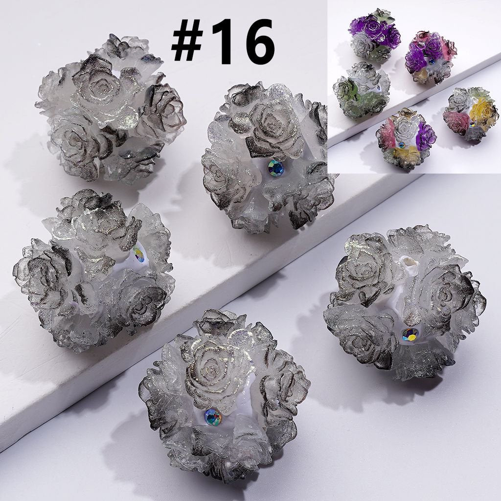 Color Changing Glitter Flower Clay Beads with AB Rhinestones, Round Shape, Approx. 24MM