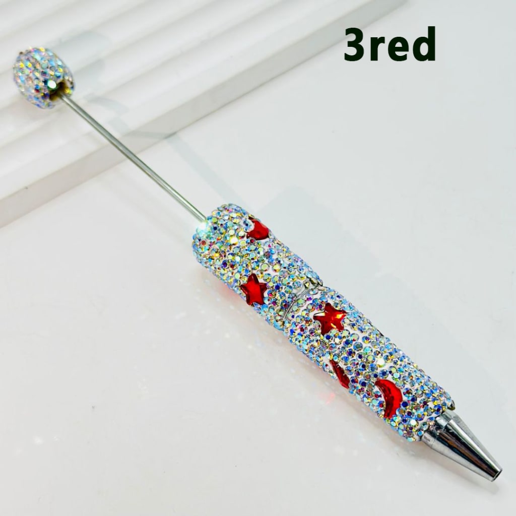 AB Color & Colorful Star with Moon Rhinestones Beadable Clay Pens, Covered the Entire Pen