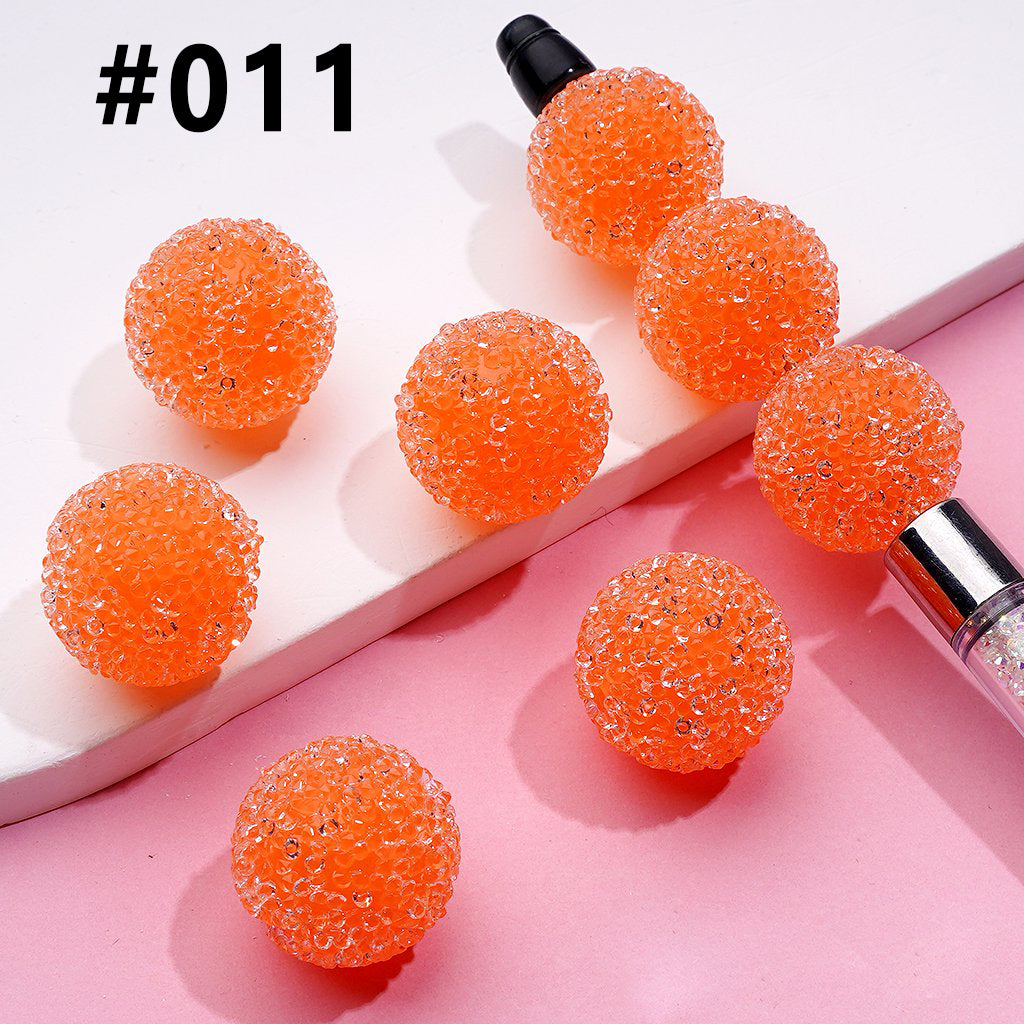 Clear Rhinestones Candy Hard Sugar Beads in Solid Colors Round 20mm