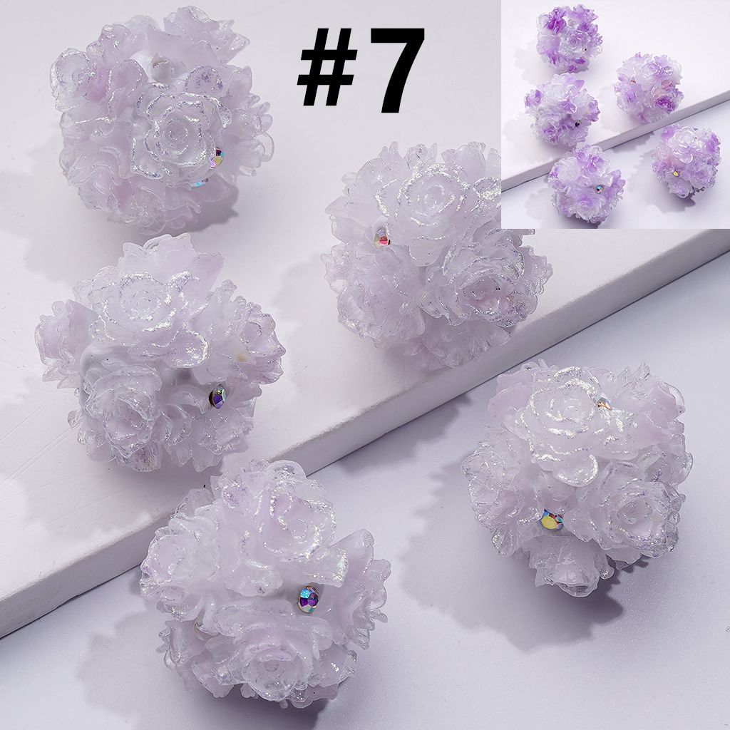 Color Changing Glitter Flower Clay Beads with AB Rhinestones, Round Shape, Approx. 24MM