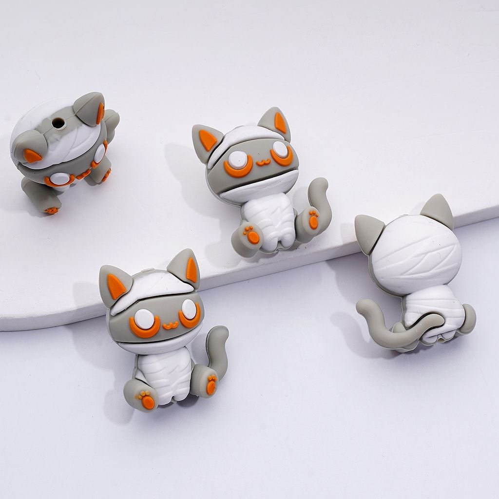 Adorable 3D Kitten Silicone Focal Beads – Cute & Playful Cat Design