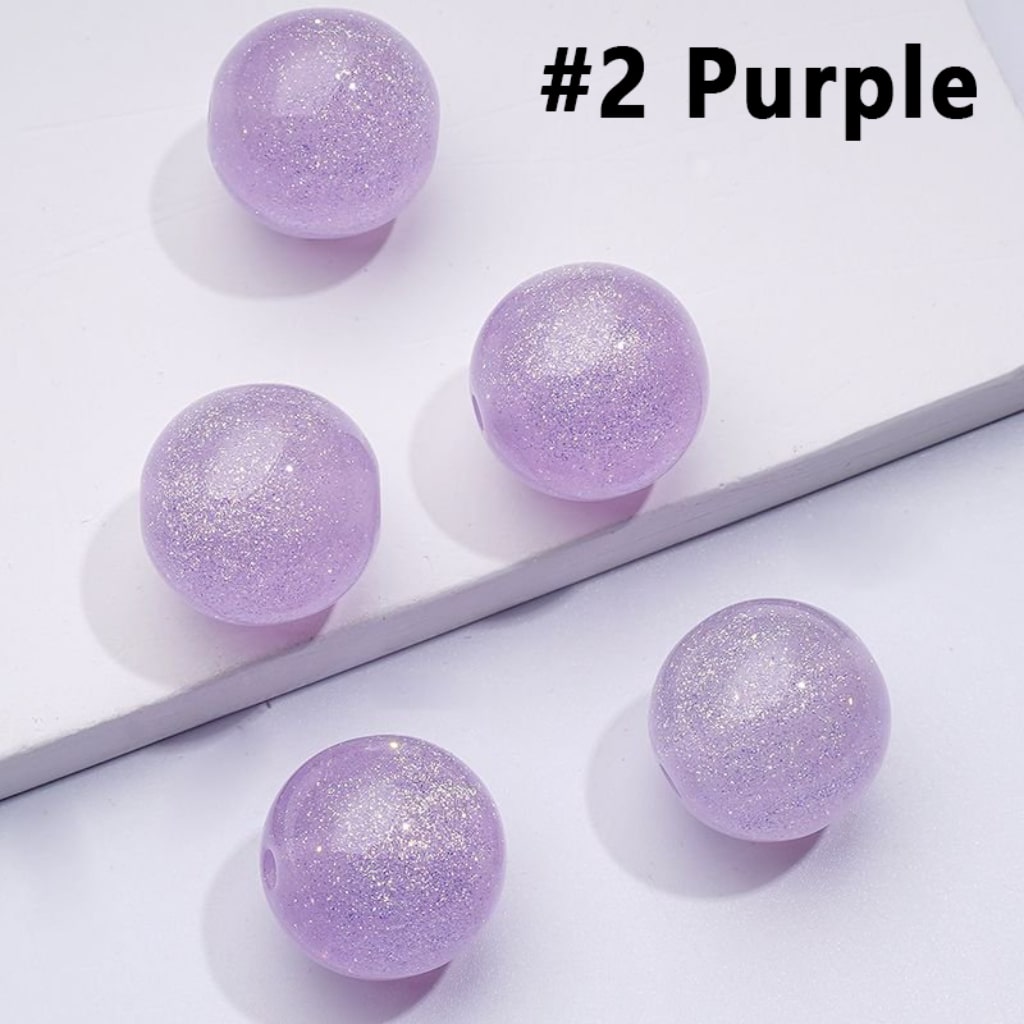 Glitter Shiny Glossy Colorful Round Acrylic Beads, 12MM