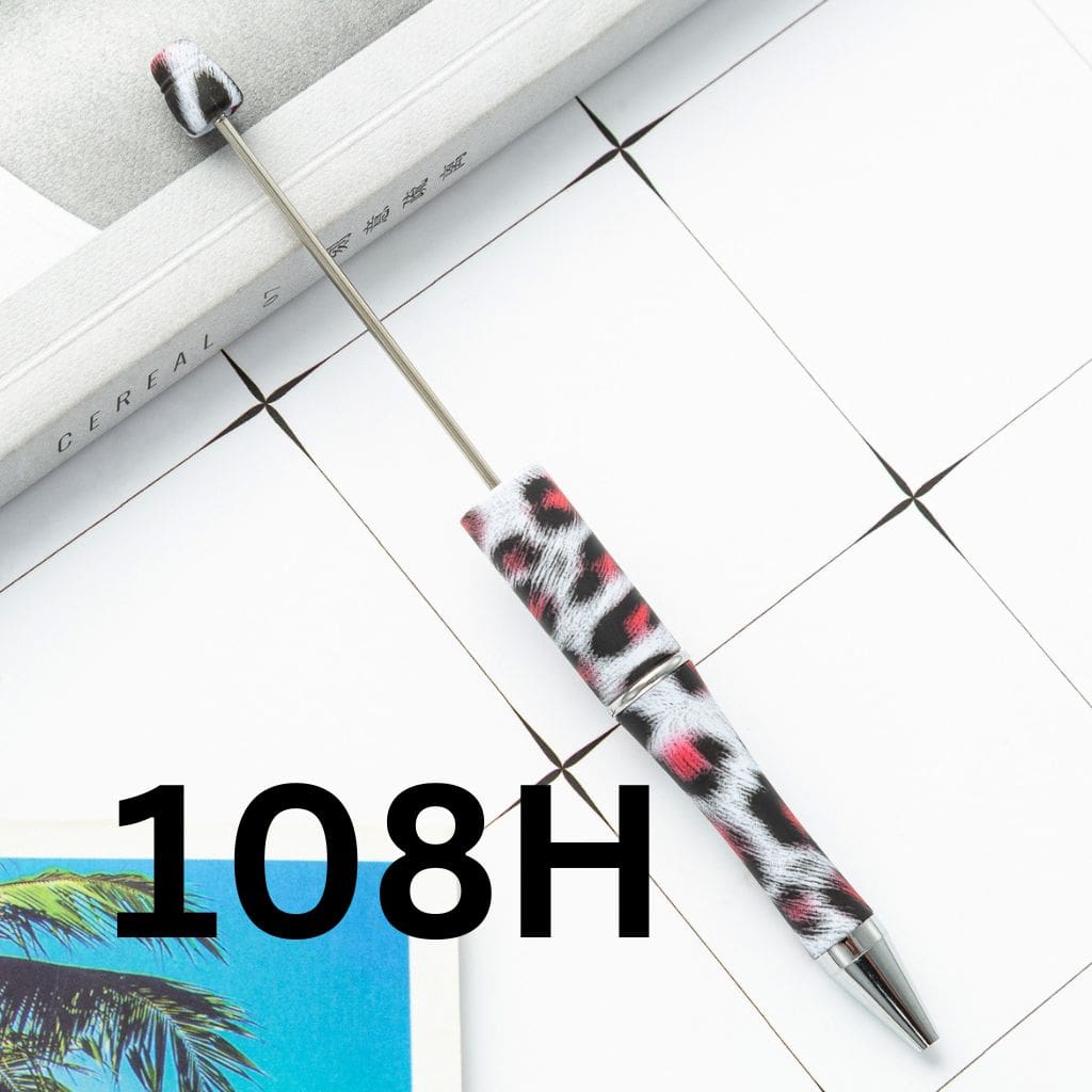 Black and Red Jaguar Printed Beadable Pens Number 108H