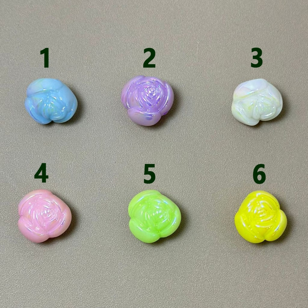 Glossy Colorful Rose UV Finish Flower Acrylic Beads, Around 20MM, Please Read the Description