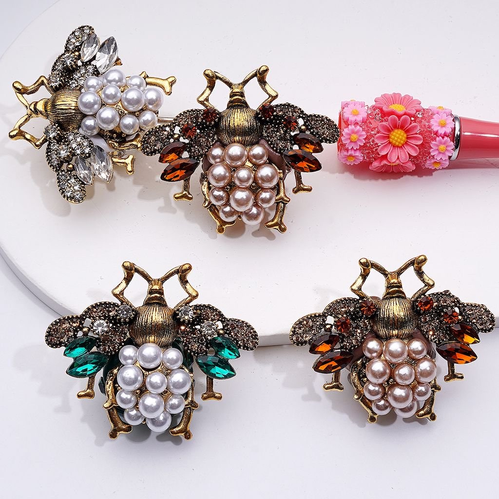 Copper Alloy Ladybug Fancy Exquisite with Shiny Rhinestones White Pearls Cute Butterflies Hearts Snowflakes and Clay Beads Around 48*40MM