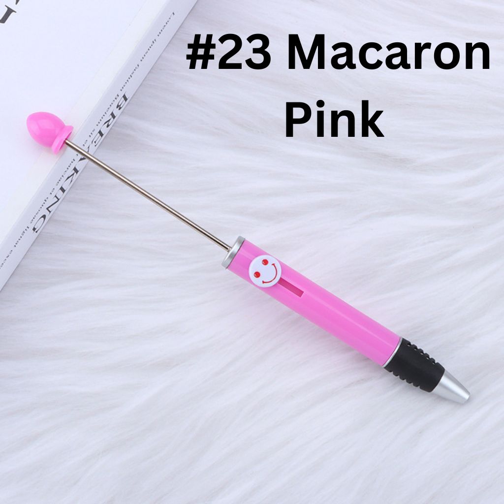 Fashionable DIY Plastic Beadable Pen with Smile Emoji in Solid Colors