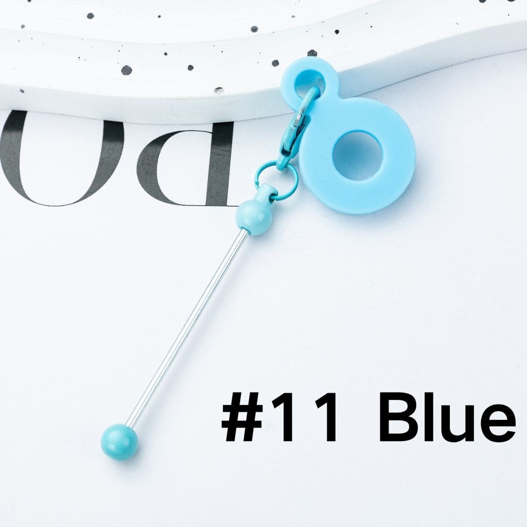 DIY Beadable Metal Bar for Keychains in Solid Color with Carabiner Hook Silicone Ring Hoop On Cup's Straw Please Read the Description