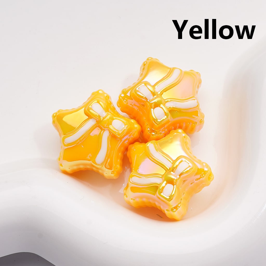 UV Coated Acrylic Beads Shiny Five-Pointed Star with Bowknots Multi-Color 20MM (Single Color is available for 200pcs(Whole Bag))