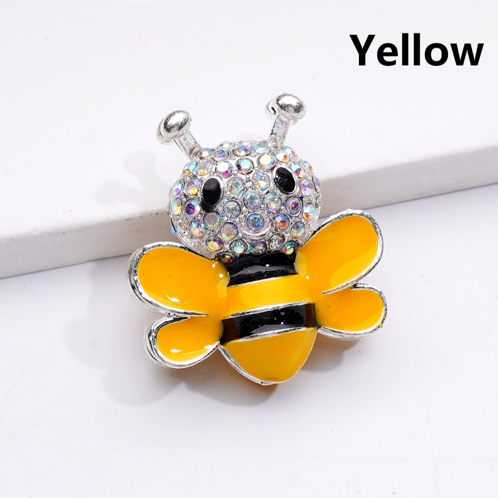 Fancy Bee Design with AB Rhinestones & Solid Color Wings Silver Alloy Beads 29×26MM