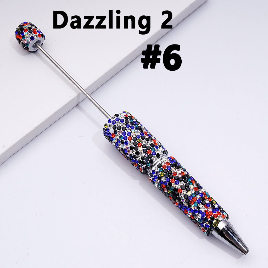 Beadable Clay Pens – Fully Wrapped in Multi-Color & AB Rhinestones for a Vibrant, Eye-Catching Design