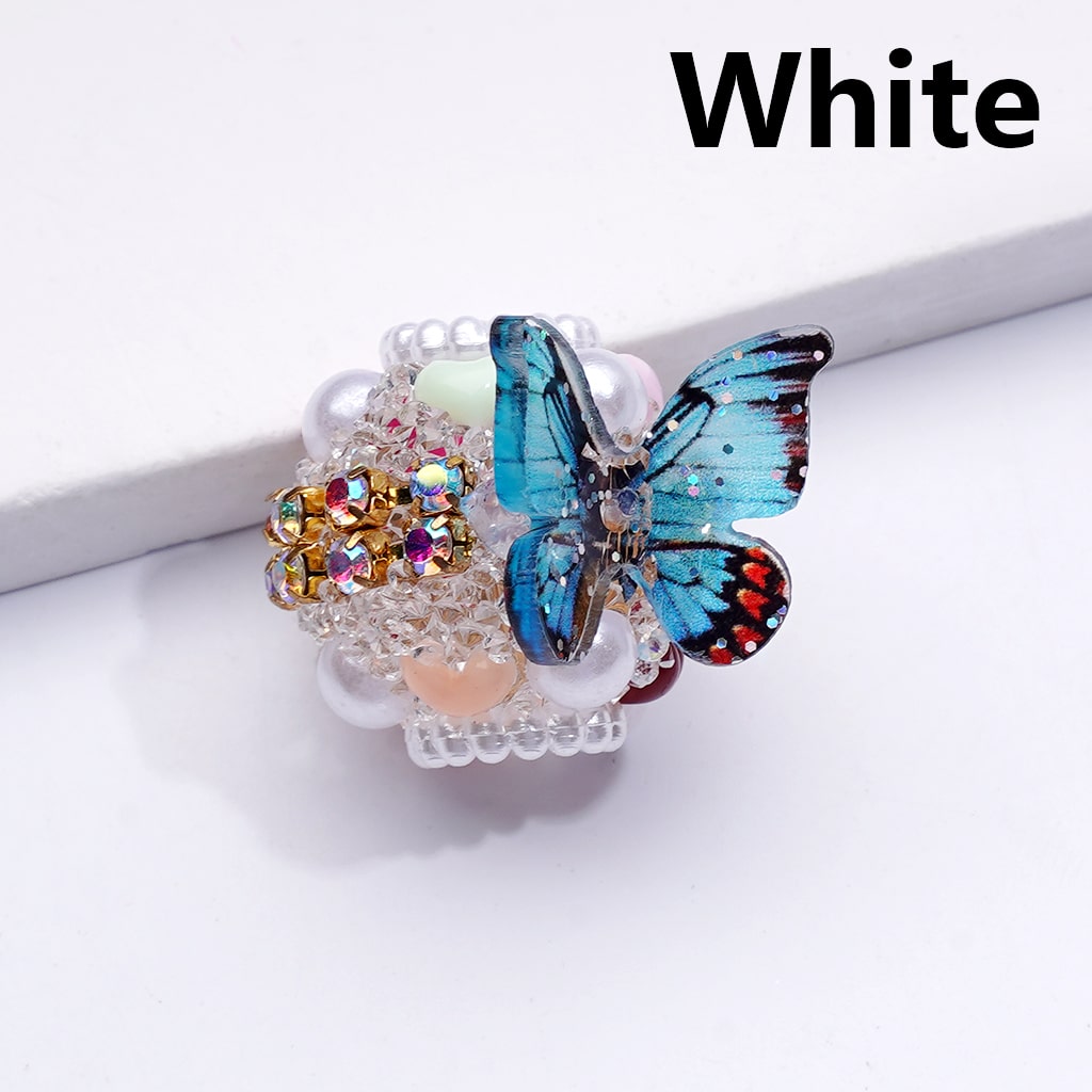 Sugar Butterfly Design with AB Rhinestones & White Pearls Multi-Color Hearts Large Acrylic Beads20MM