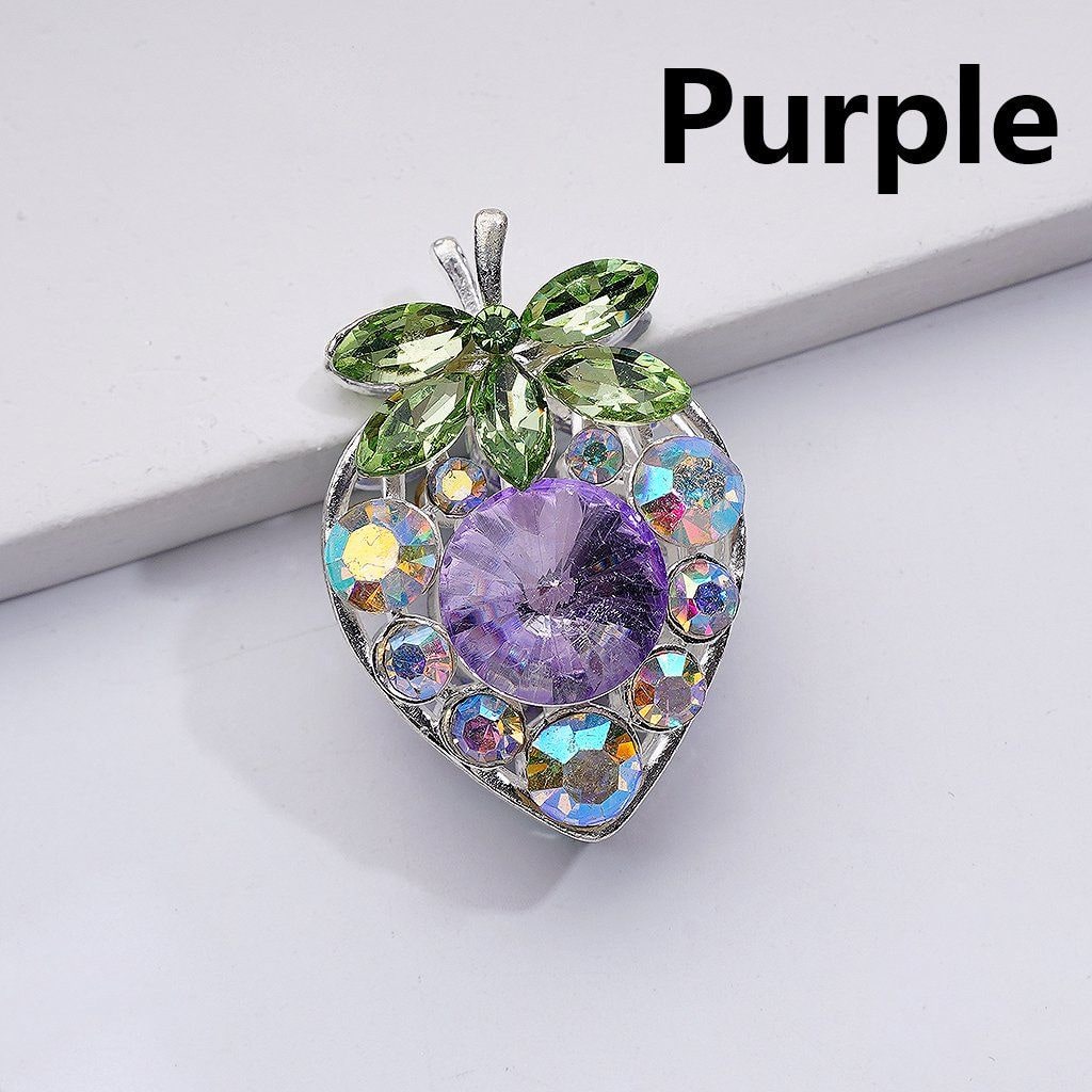 Strawberry Beads with Multi-Color Cone Shape Green Leaf AB Rhinestones Fancy Silver Alloy 22*33MM