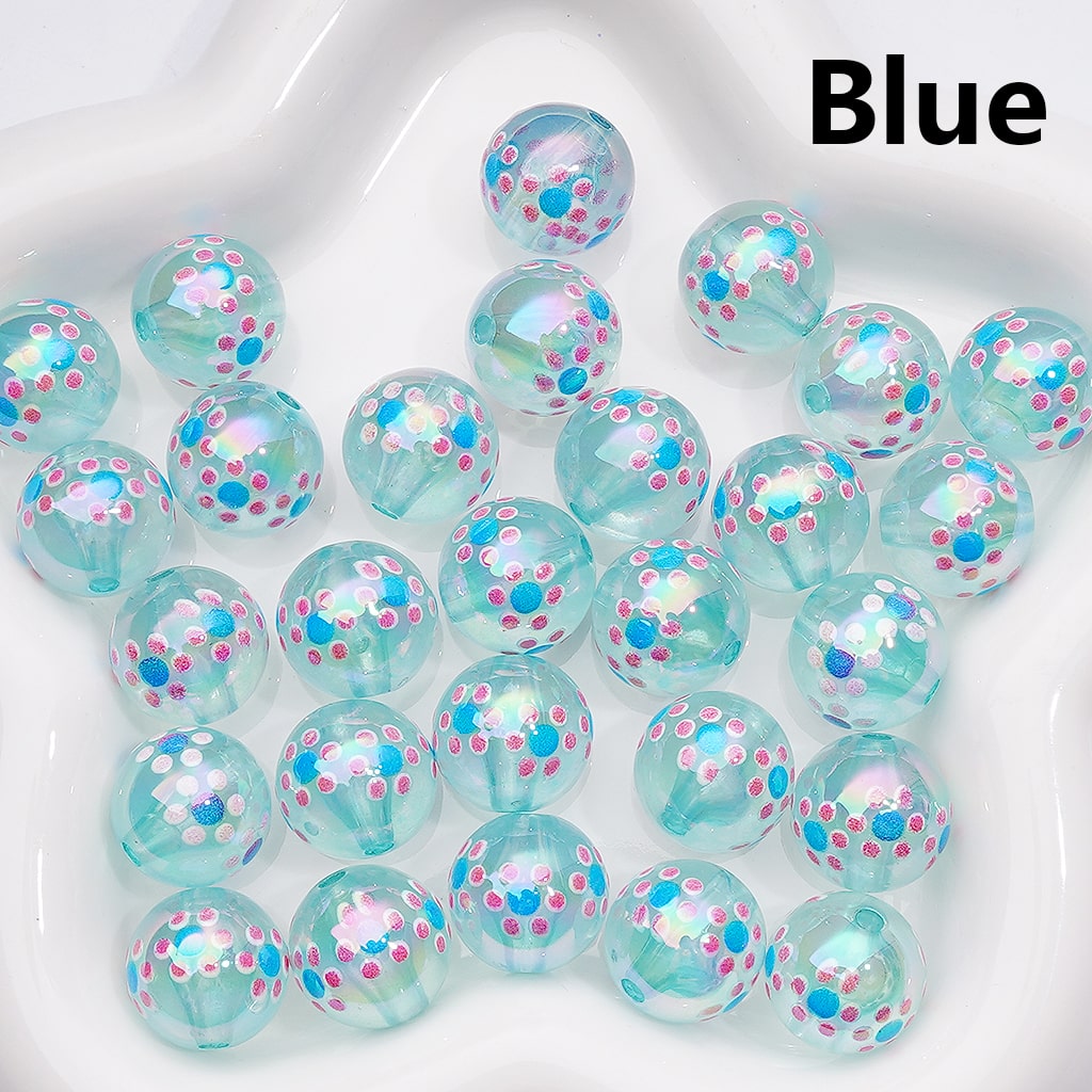 Multi-color Mini Cute Flower Luminous UV Coating Translucent Round Acrylic Beads, 16MM (Single Color is available for 200pcs(Whole bag))