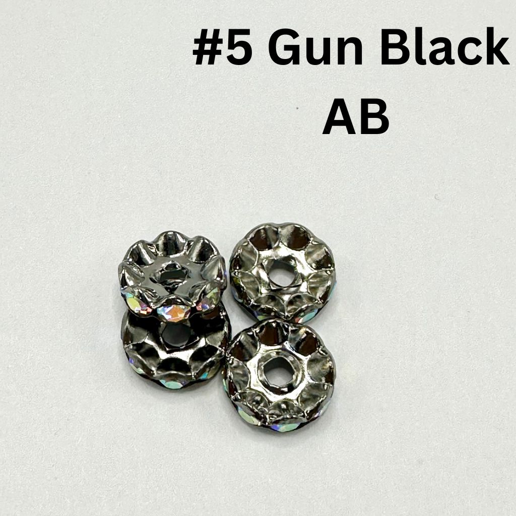 Wavy Shape Metal Spacers with Rhinestones in Solid Colors, 10mm