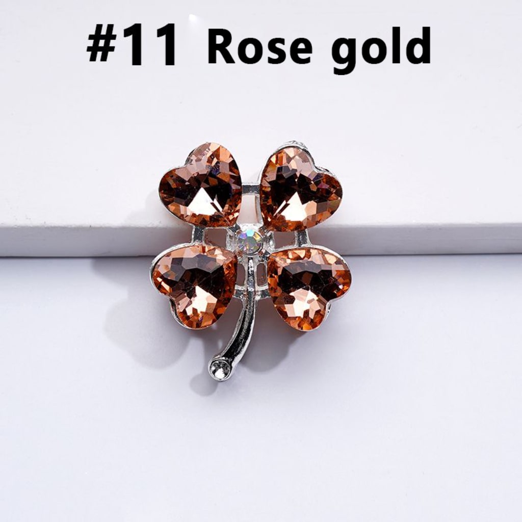 Silver Delicate Fancy Alloy Four Leaf Clover with Color Hearts Mini AB Rhinestones Beads, Around 25*30MM