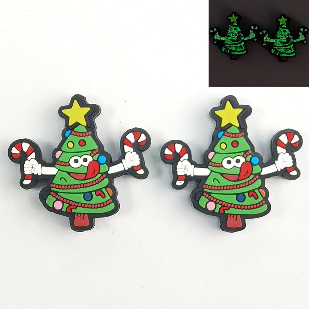Five-pointed Star with Cute Christmas Tree Luminous Silicone Focal Beads