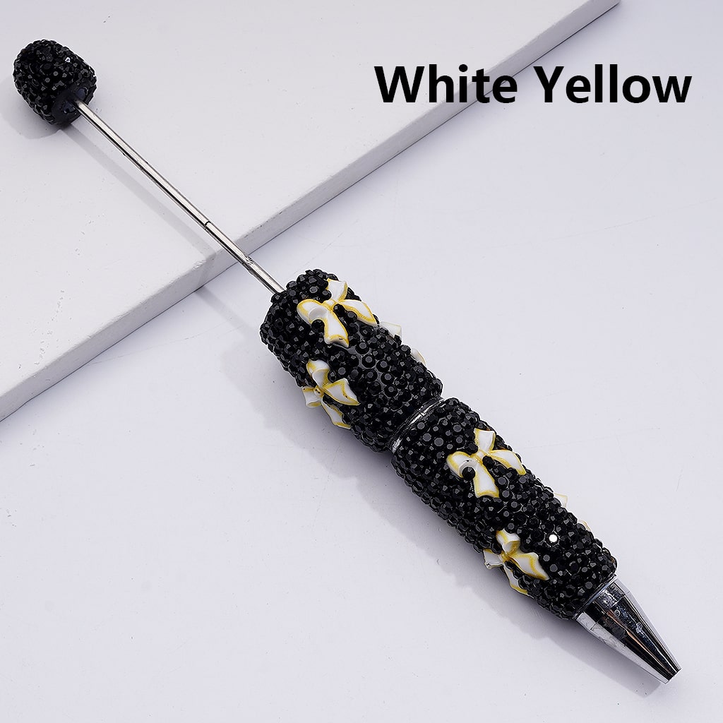 Bowknots Double Color Black Rhinestones Beadable Clay Pens