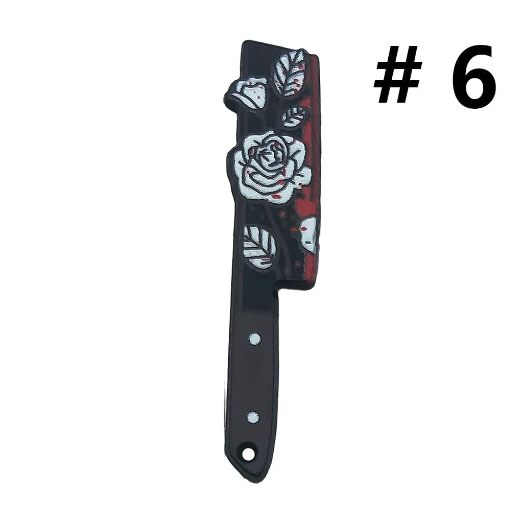 Halloween Skull & Knife Design with Bloody Flower Prints Plastic Beads Horror Jewelry Accessories