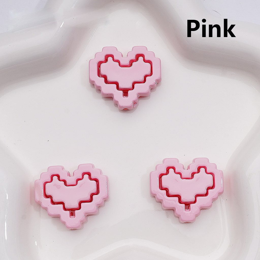 Hearts & Hearts Frame Puzzle Set Acrylic Beads Cute 30*26MM (1pcs heart + 1pcs heart frame is 1 set, 20pcs is 10 sets, Single Color is available for 200 sets Whole bag)