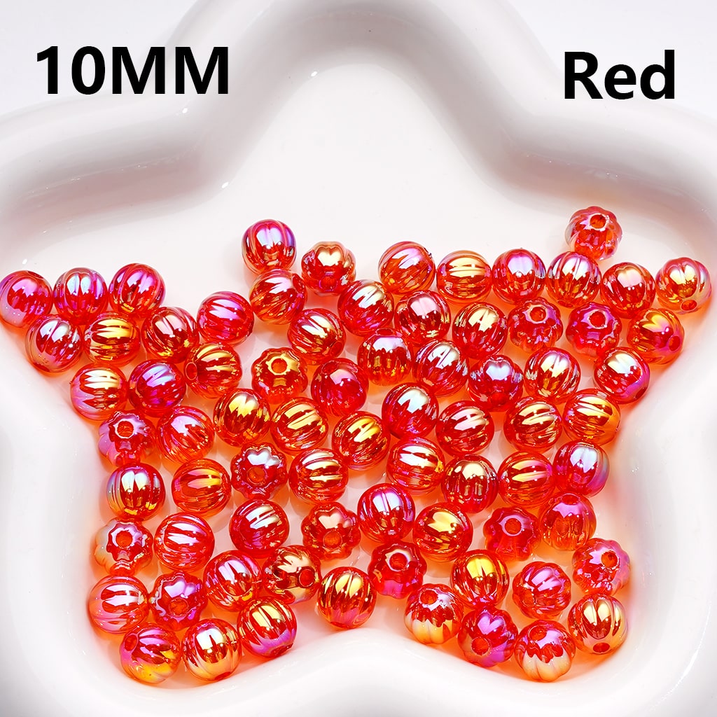 UV Coated Translucent Pumpkin Halloween Design Multi-Color Acrylic Beads 10MM