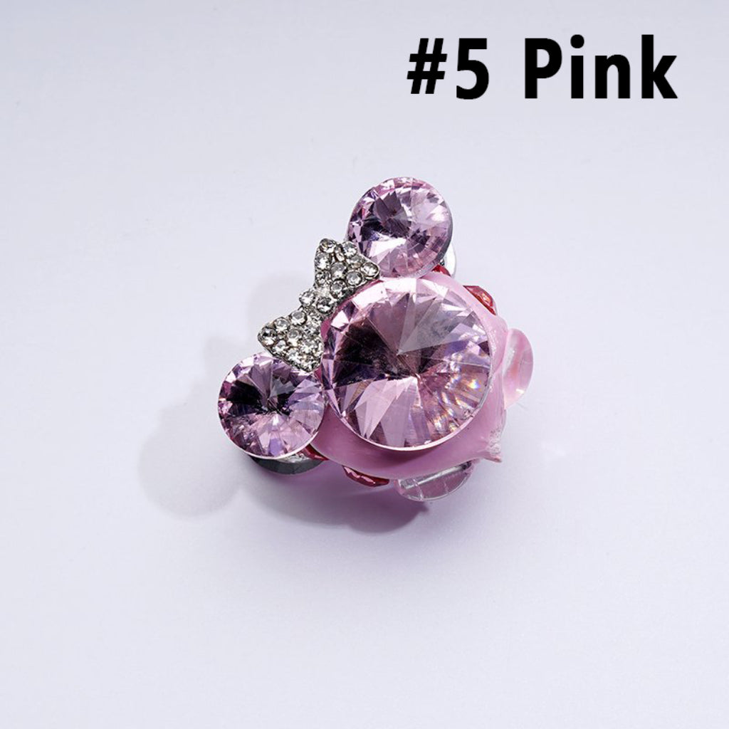Vivid Fancy Silver Alloy Mouse Head Bows with Large Colorful Cone Shape Rhinestones Clear Rhinestones Clay Beads, Around 30*22MM