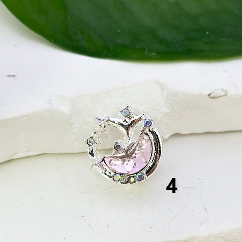 Colorful & AB Rhinestones Beads with Exquisite Fancy Silver Alloy Crescent Moon Stars Around 17MM