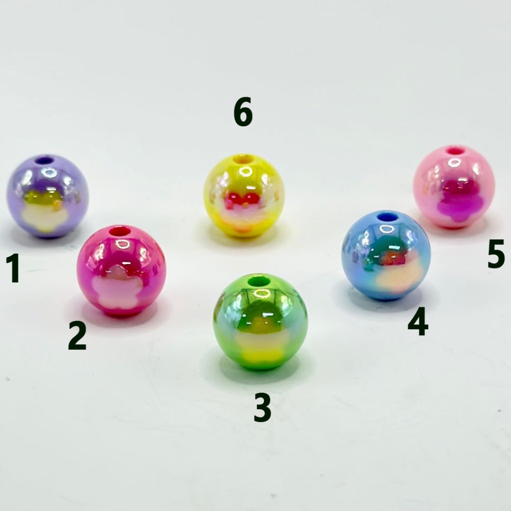 UV Finish Mini Cute Stars Shiny Candy Color Round Acrylic Beads 16MM, Please Read the Description