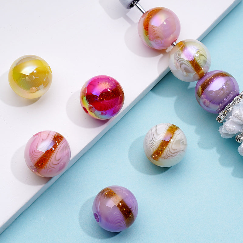 Gold Glitter with Star River Acrylic Beads, 16mm Random Mix
