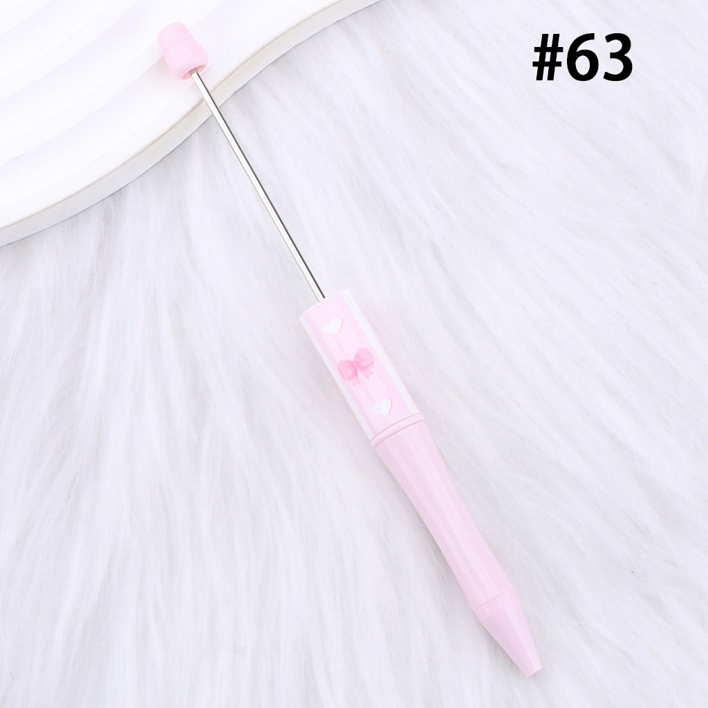 Cute Bowknots & Hearts, Pink Color Series, DIY Beadable Pen 147mm