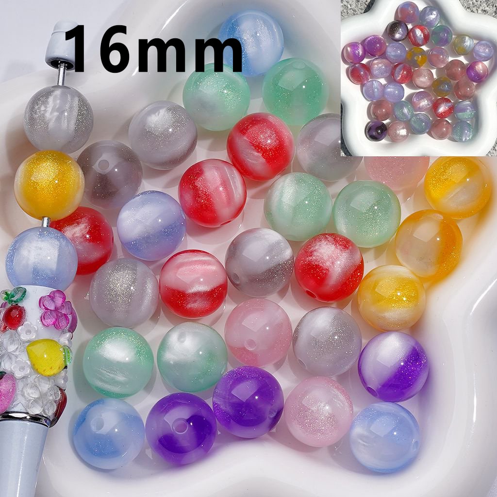 Shimmering Color-Changing Acrylic Beads Glitter Round 16MM Assorted Mix
