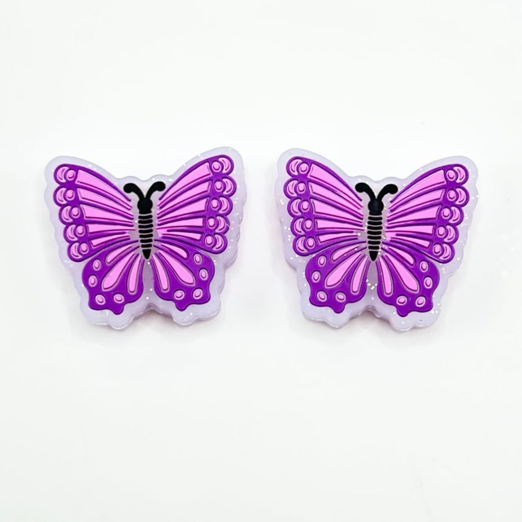 Purple Vivid Cute Butterflies Silicone Focal Beads