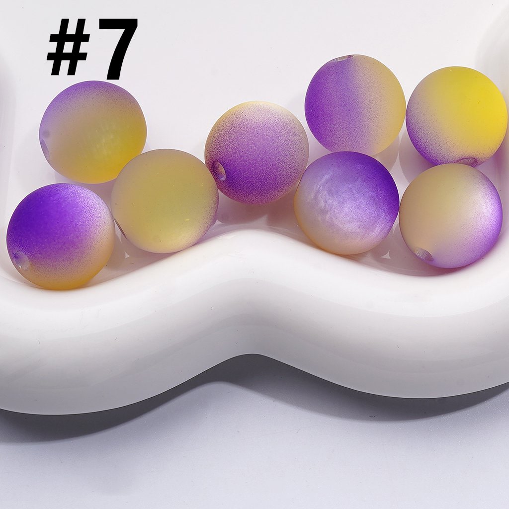 Dual-Tone Cat Eye Acrylic Beads – Frosted Round Design, 16MM