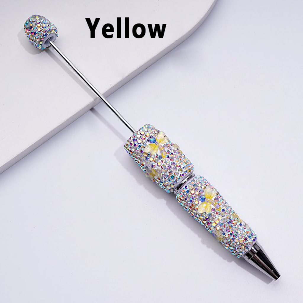 Beadable Clay Pens with Mini Cute Dragonfly Design AB Rhinestone Embellished