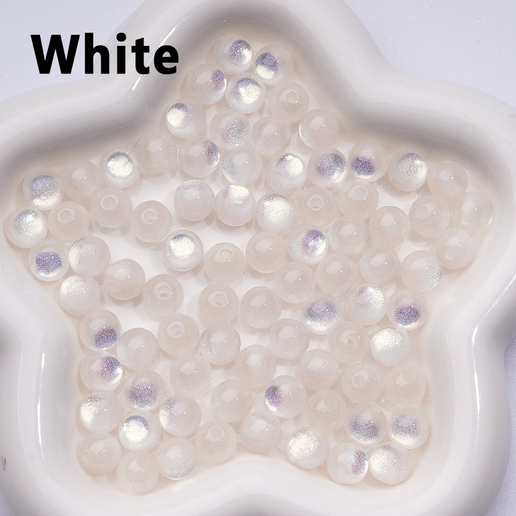 10MM Round Acrylic Beads – Mini Multi-Color Glitter Cat Eye Style