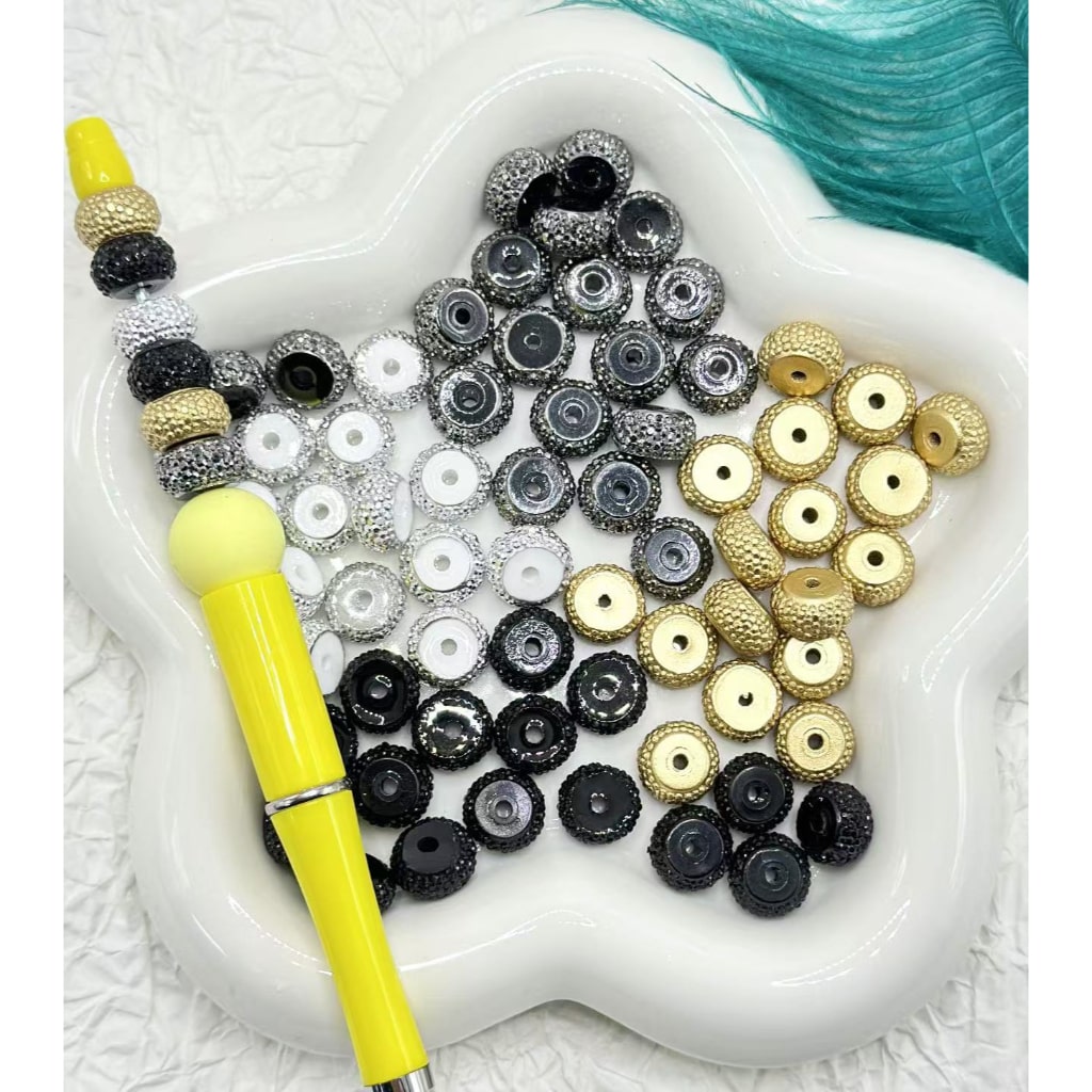 Silver, Golden & Black Rhinestone Wheel Spacers, 6x12mm