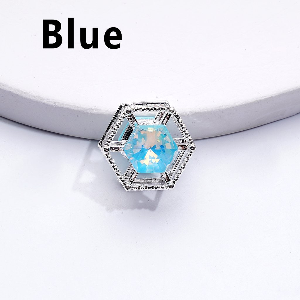 Elegant Silver Alloy Hexagonal Frame Beads Adorned with Vibrant Multi-Color Rhinestones, Approx. 15MM