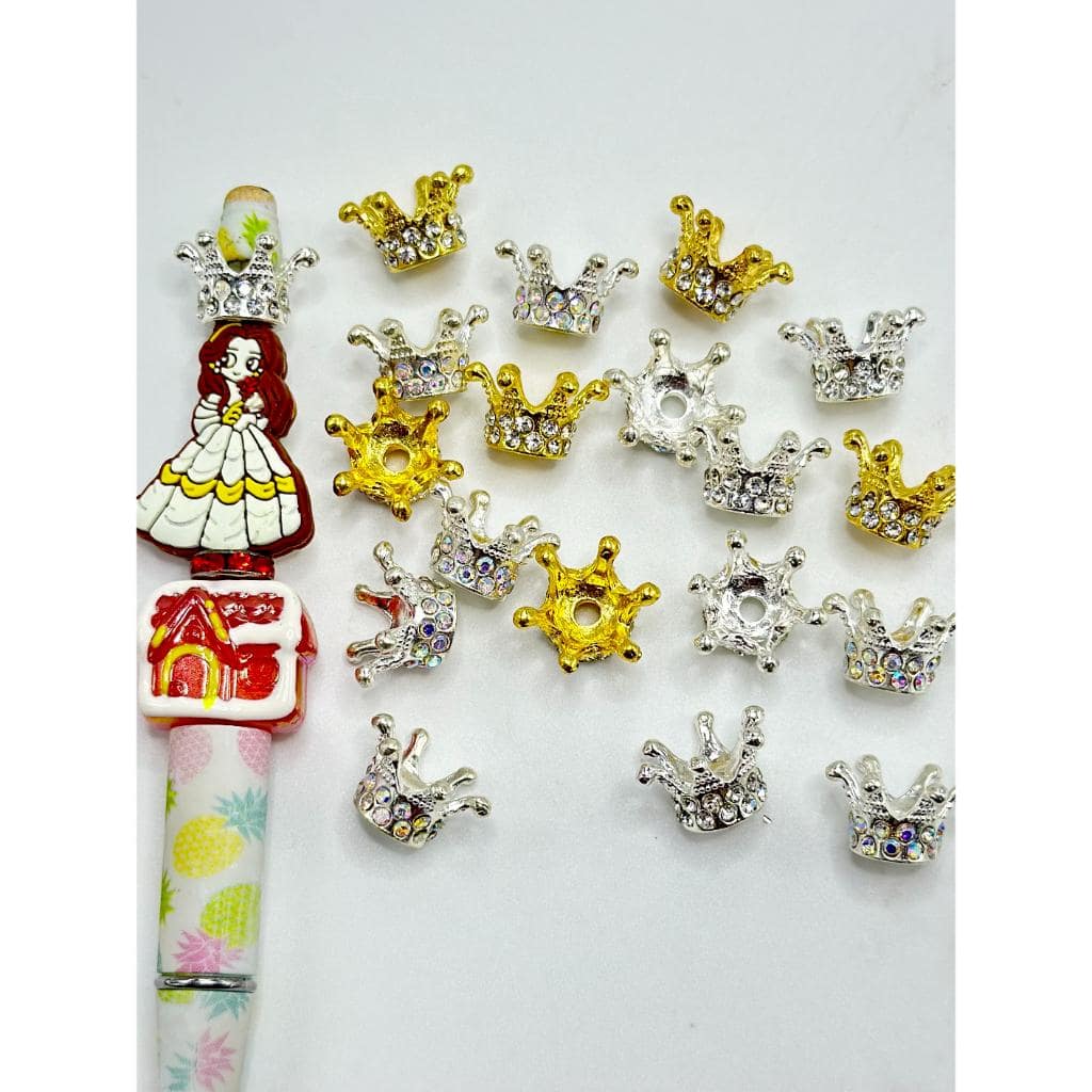Clear Rhinestones with Bling Bling Alloy Metal Crown, 10mm
