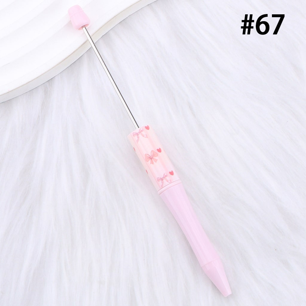 Cute Bowknots & Hearts, Pink Color Series, DIY Beadable Pen 147mm
