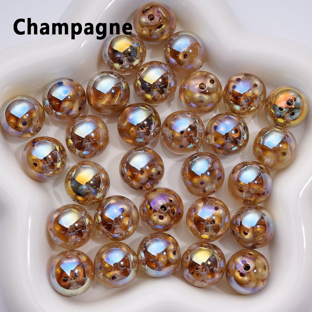 16MM Clear Glossy Resin Beads with UV Coating, Colorful Peanut Beads Encased Inside