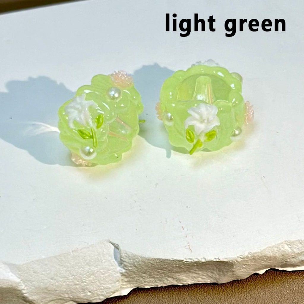 Luminous Mini Flowers Colorful White Pearls Clear Rhinestones Round Acrylic Beads, Around 18MM