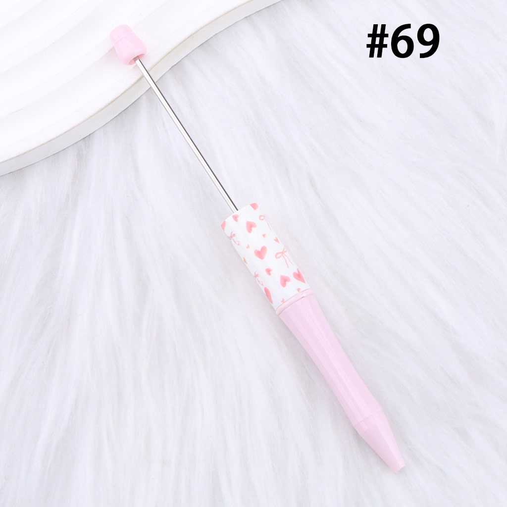 Cute Bowknots & Hearts, Pink Color Series, DIY Beadable Pen 147mm