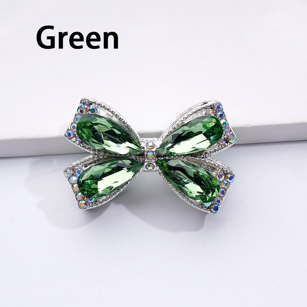 Dazzling Silver Bowknot Beads 24*38MM, Alloy Embellishments with Sparkling Rhinestones