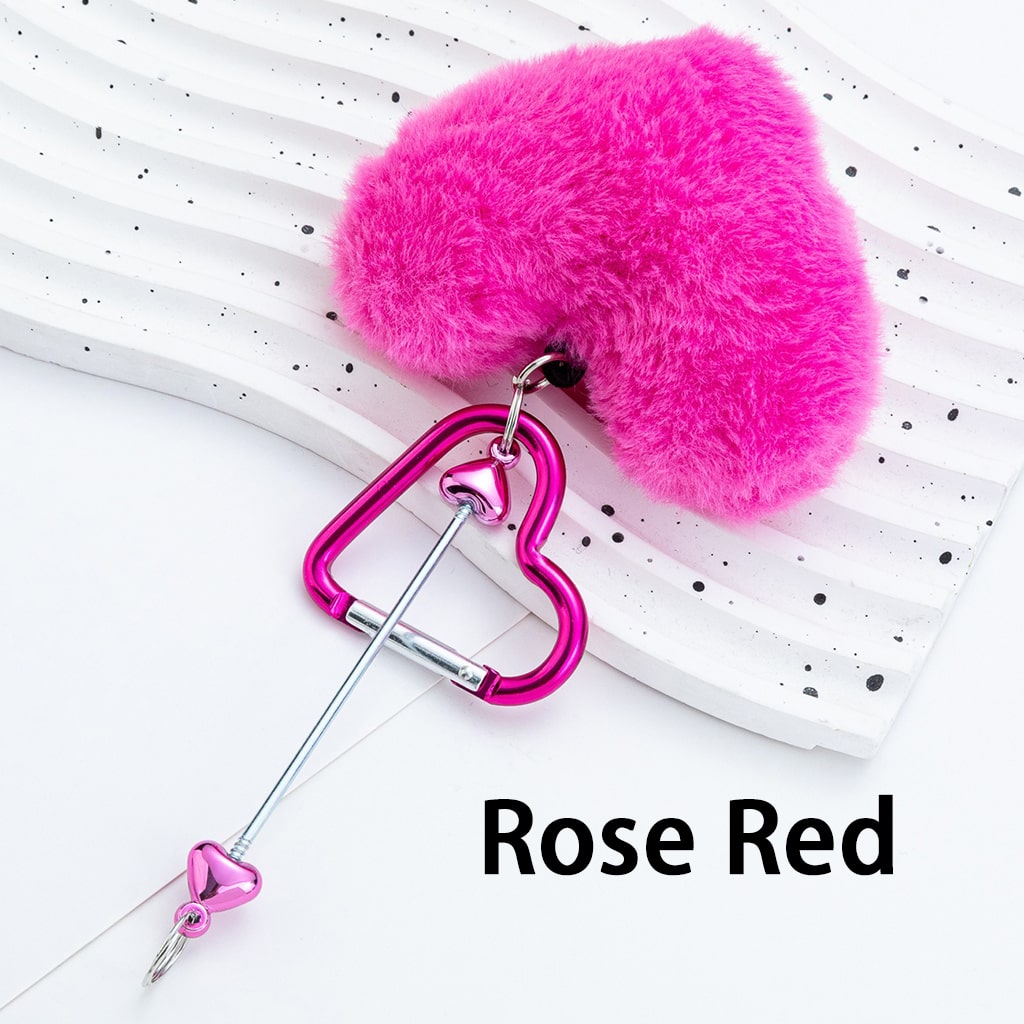 Beadable Metal Heart Shape Frame DIY Pom-Pom Heart Keychain 160MM