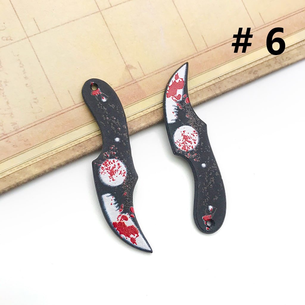 Plastic Halloween Horror Knife Axe Saw Scissors Dagger Jewelry Accessories, Random Mix