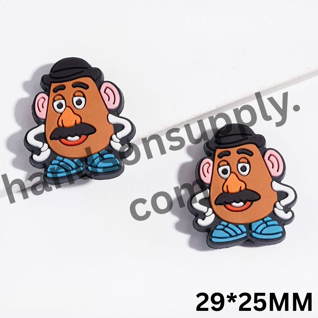 Classic Mr. Potato Head Character with Black Hat and Blue Shoes Toy Adventure Theme Silicone Focal Beads, 29*25MM