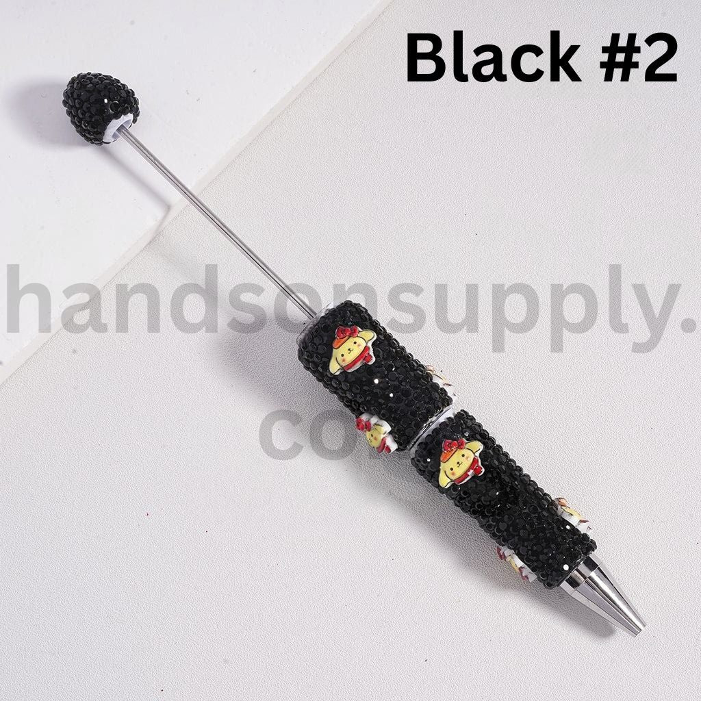 Colorful Beadable Clay Pens with Rhinestones Sanrio Family Charms (Hello Kitty, Pochacco, Pom Pom Purin, Kuromi)
