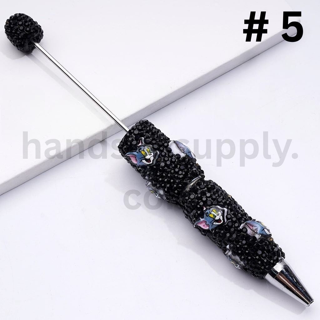 Cute Tom and Jerry Inspired Design with AB Rhinestones Fun Style Clay Pens