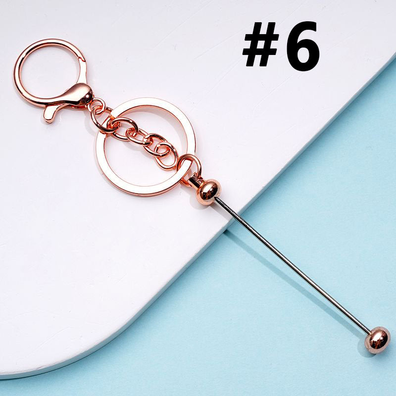 Bar with Metal Beadable Keychain and Lobster Clasp in Solid Colors