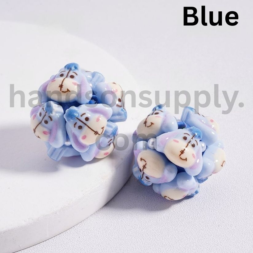Cute Cartoon Winni the Poo, Piglet, Eeyore, Tigger & Marie Character Face with White Pearls Clay Beads